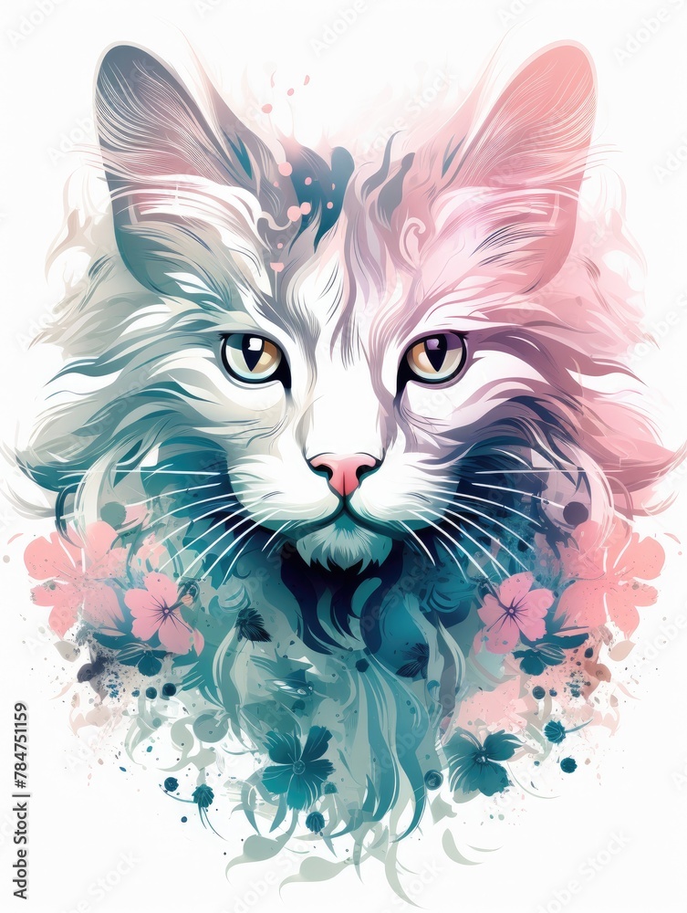 Stylized colorful illustration of a cat Stylized colorful illustration of a cat
