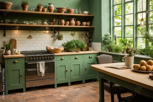 Traditional green kitchen with natural elements © Lubos Chlubny
