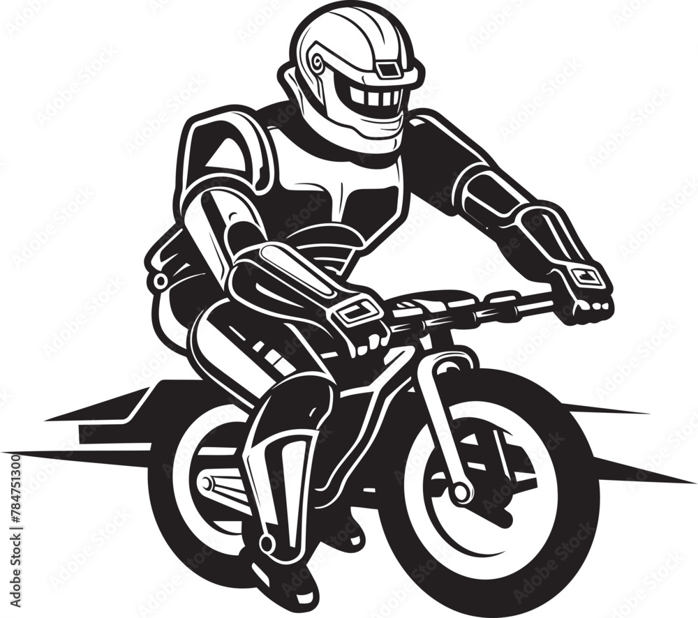 RoboRacer Vector Bicycle Design Gear Rider Robot Riding Emblem RoboRacer Vector Bicycle Design Gear Rider Robot Riding Emblem