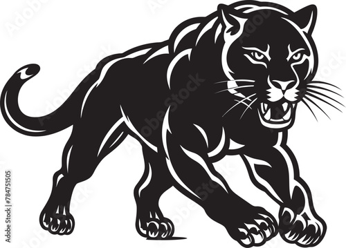 Ferocious Fleetness Running Panther Icon Shadow Sprinter Vector Iconic Symbol photo