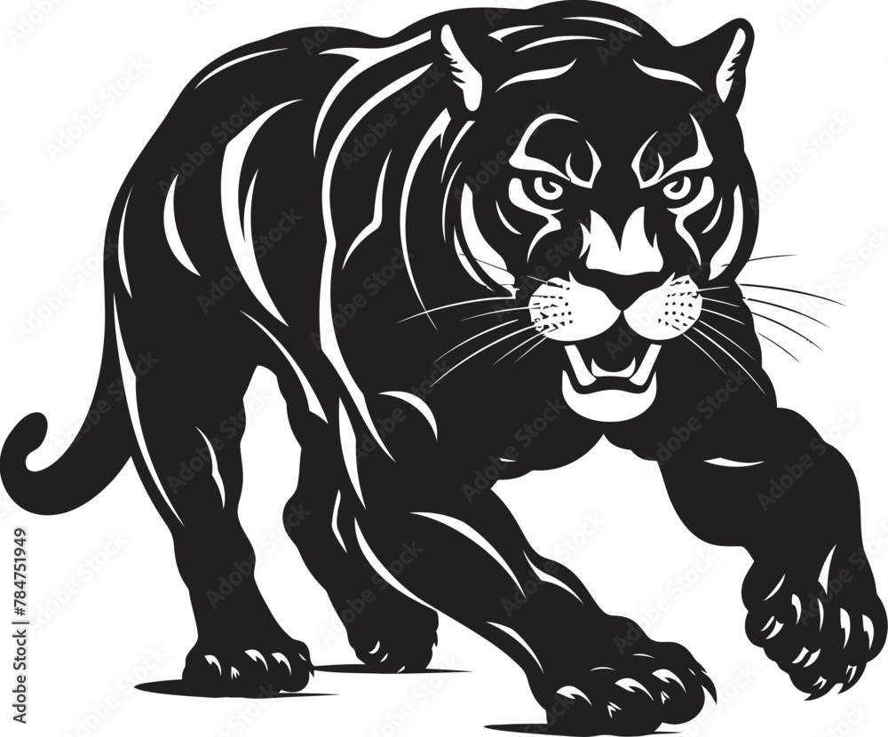 Obraz premium Fierce Feline Vector Icon Design Stealthy Stride Running Panther Logo
