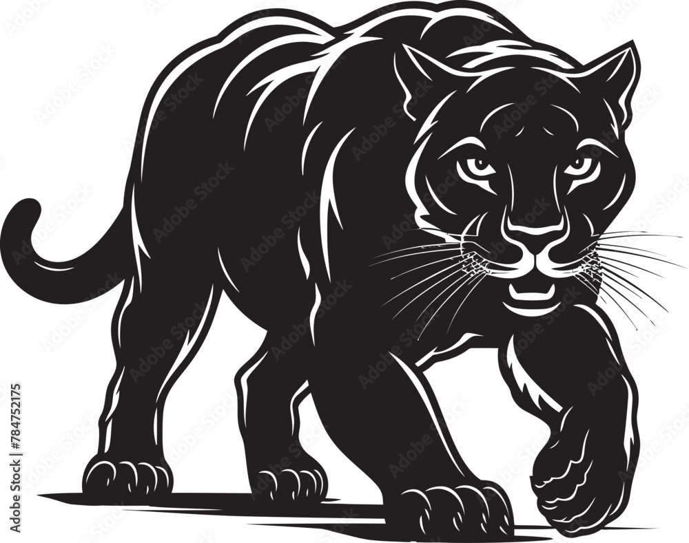 Obraz premium Stealth Sprint Running Panther Logo Panther Pulse Vector Emblematic Symbol