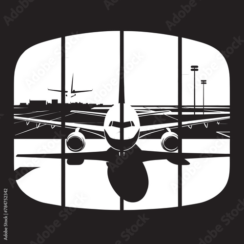 SkyportScenic Airport Vector Iconic Scene GatewayGlide Vector Airport Emblematic Design