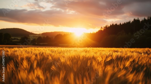 Golden Serenity: Captivating Sunset over Wheat Field © Volodymyr Skurtul