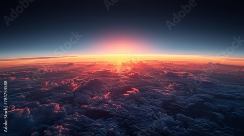 Breathtaking aerial view of cloudscape at sunset with vibrant colors
