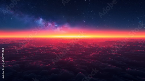 Breathtaking aerial view of cloudscape at sunset with vibrant colors