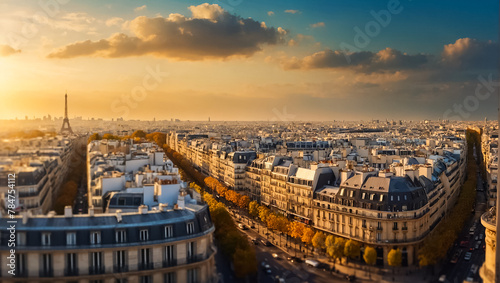 Stunning city of Paris sunlight