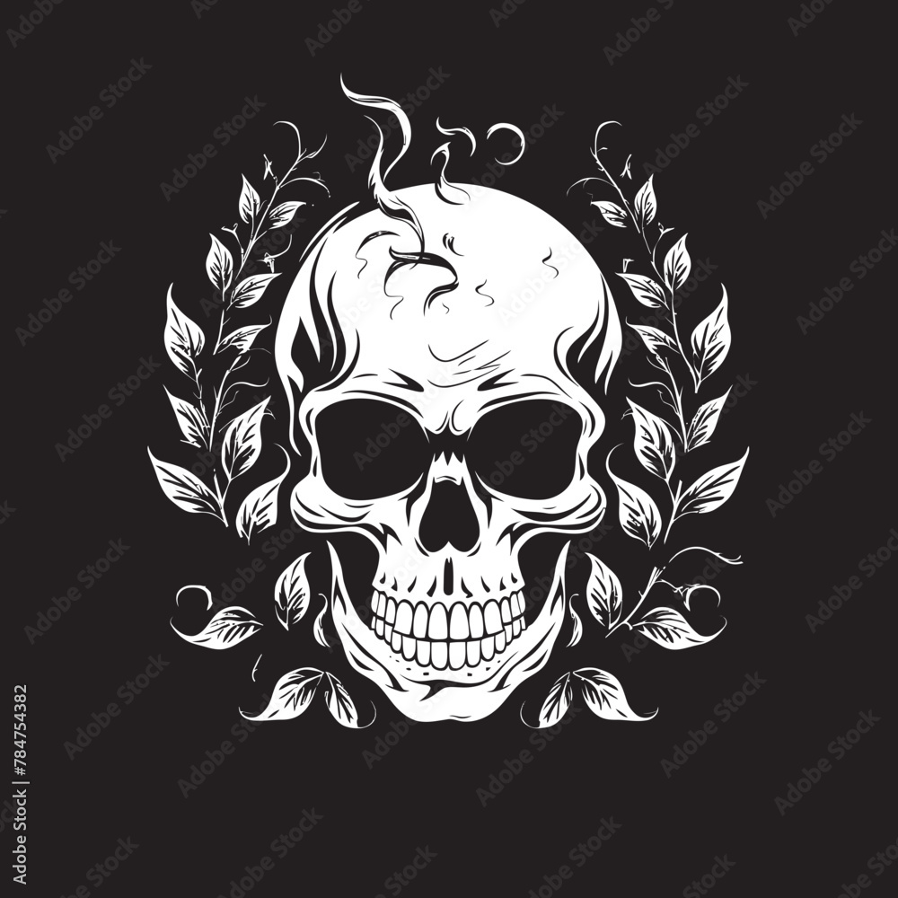 Cannabone Crest Skull with Cannabis Leaf Symbol Leafy Skullscape Cannabis Vector Emblem Cannabone Crest Skull with Cannabis Leaf Symbol Leafy Skullscape Cannabis Vector Emblem