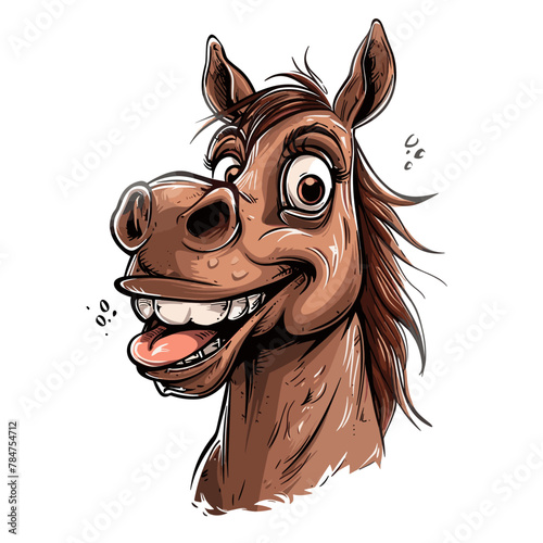 Horse head. Vector illustration of a horse with a smile.