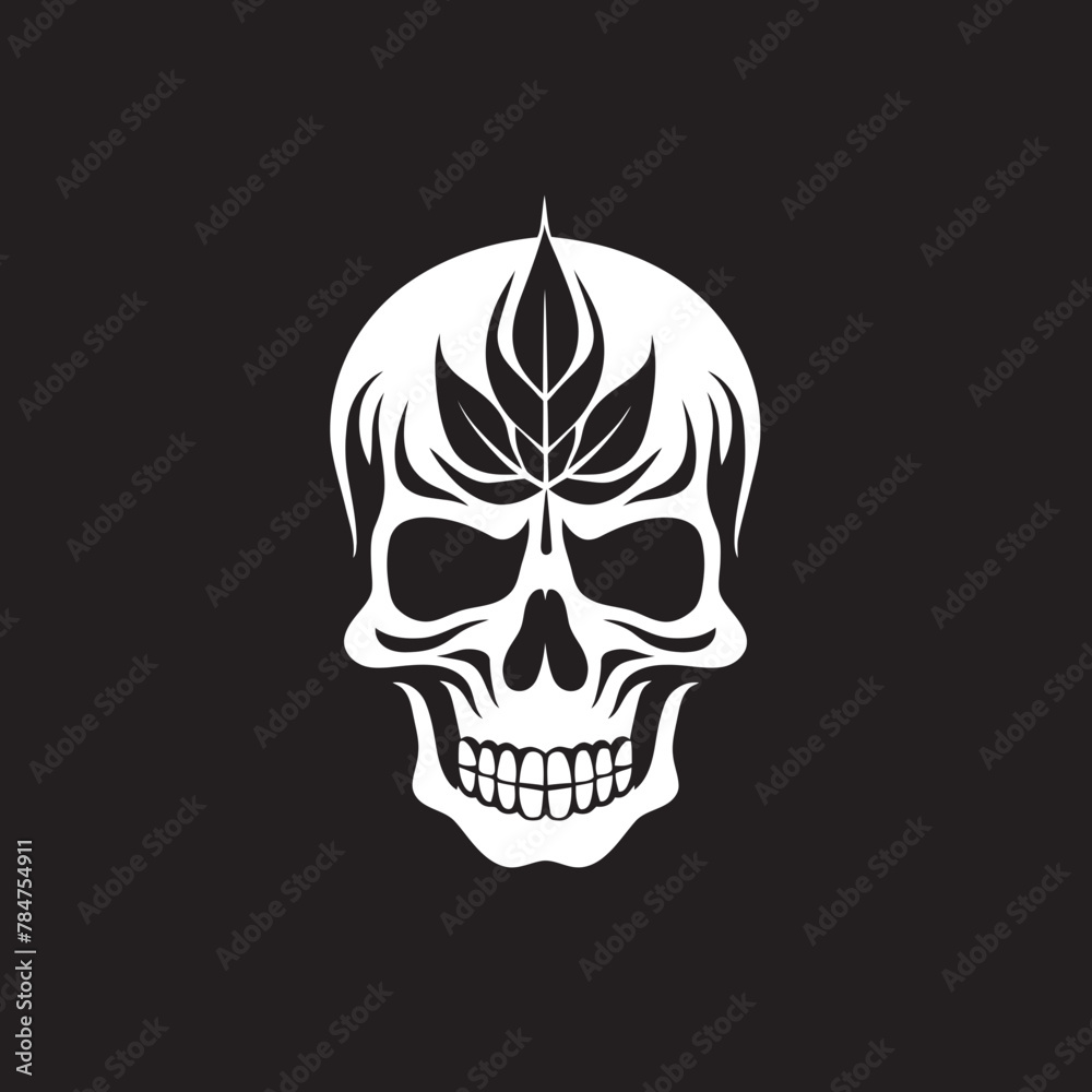 Cannabone Symbol Skull with Cannabis Vector Skullweed Vision Cannabis Leaf Design