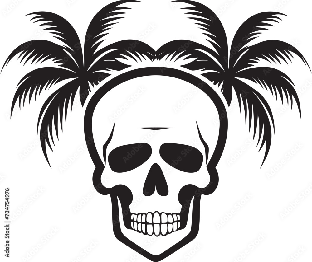 Skull Island Oasis Palm Vector Emblem Palm Bone Skull Logo Design Skull Island Oasis Palm Vector Emblem Palm Bone Skull Logo Design