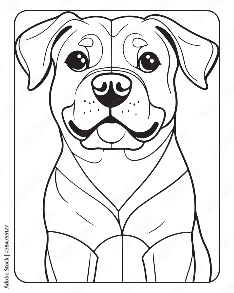 Dog Coloring Page for Kids, Cute Dog Vector, Dog black and white, Dog illustration