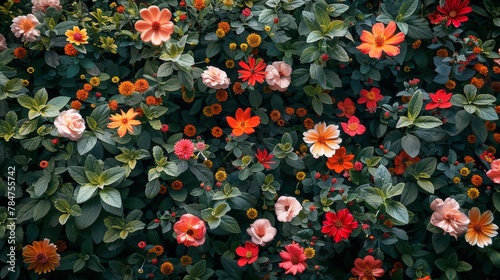 Vibrant Blooms Nestled in Green Grass
