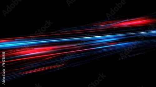 Blue and red light lines on black background, shining light. Abstract light effect. © @desy