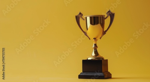 Gold Trophy on Wooden Stand