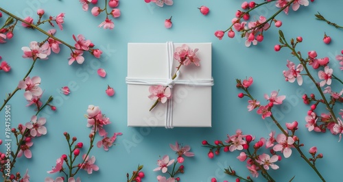 White Gift Box With Pink Flowers