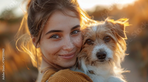 Woman Holding Small Dog in Arms