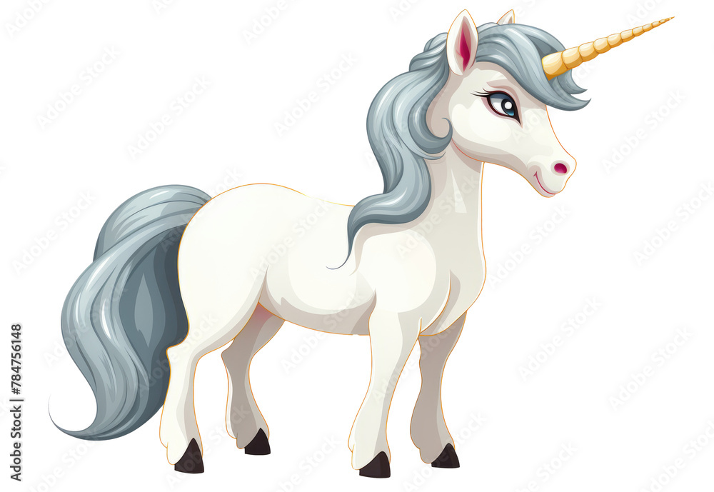 White unicorn with gray mane. Transparent background White unicorn with gray mane. Transparent background