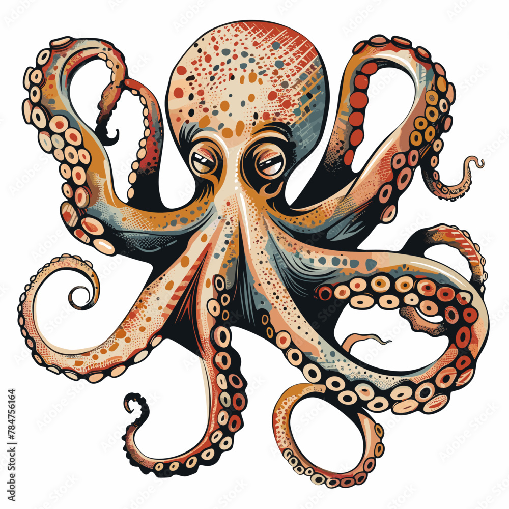 Fototapeta premium Octopus. Hand drawn vector illustration. Isolated on white background.