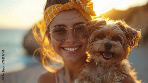 Woman Holding Small Dog in Arms