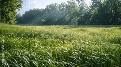 Sunlight Peeking Through Clouds Over Grass Field