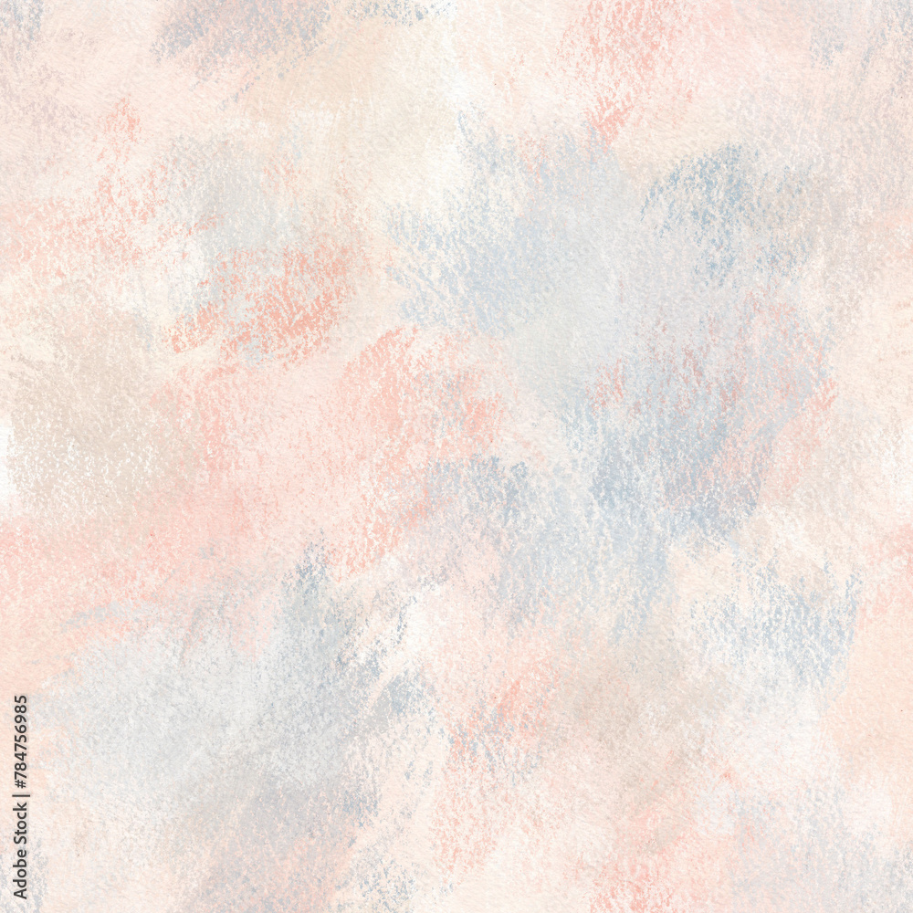 Abstract seamless pattern texture of pink, beige and blue colors. Hand drawn acrylic illustration. Texture for print, fabric, textile and wallpaper. Colorful background.
