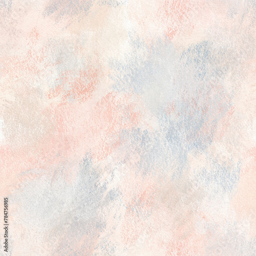 Abstract seamless pattern texture of pink, beige and blue colors. Hand drawn acrylic illustration. Texture for print, fabric, textile and wallpaper. Colorful background.
