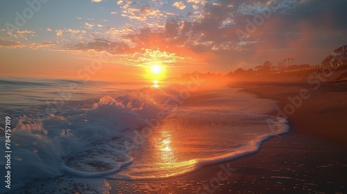 Sun Setting Over Water at Beach