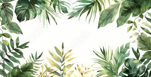 Green Leaves on White Background
