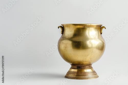 Isolated Gold Vase on White Background - Ancient Metal Cup with Antique Design for Drink or Object Display