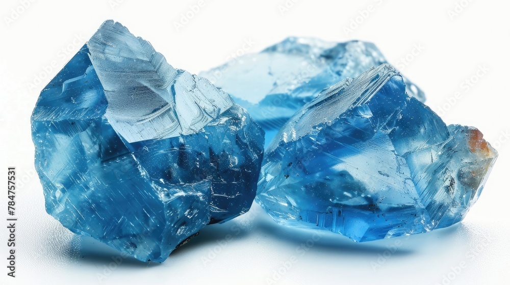 London Blue Topaz Rough Precious Gemstone on White Background - Blue Stone Still in Raw Shape