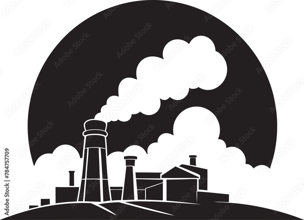 EcoStack Logo Design for Smoke Stack Industry EcoEmit Vector Logo Icon for Smoke Stack Industry