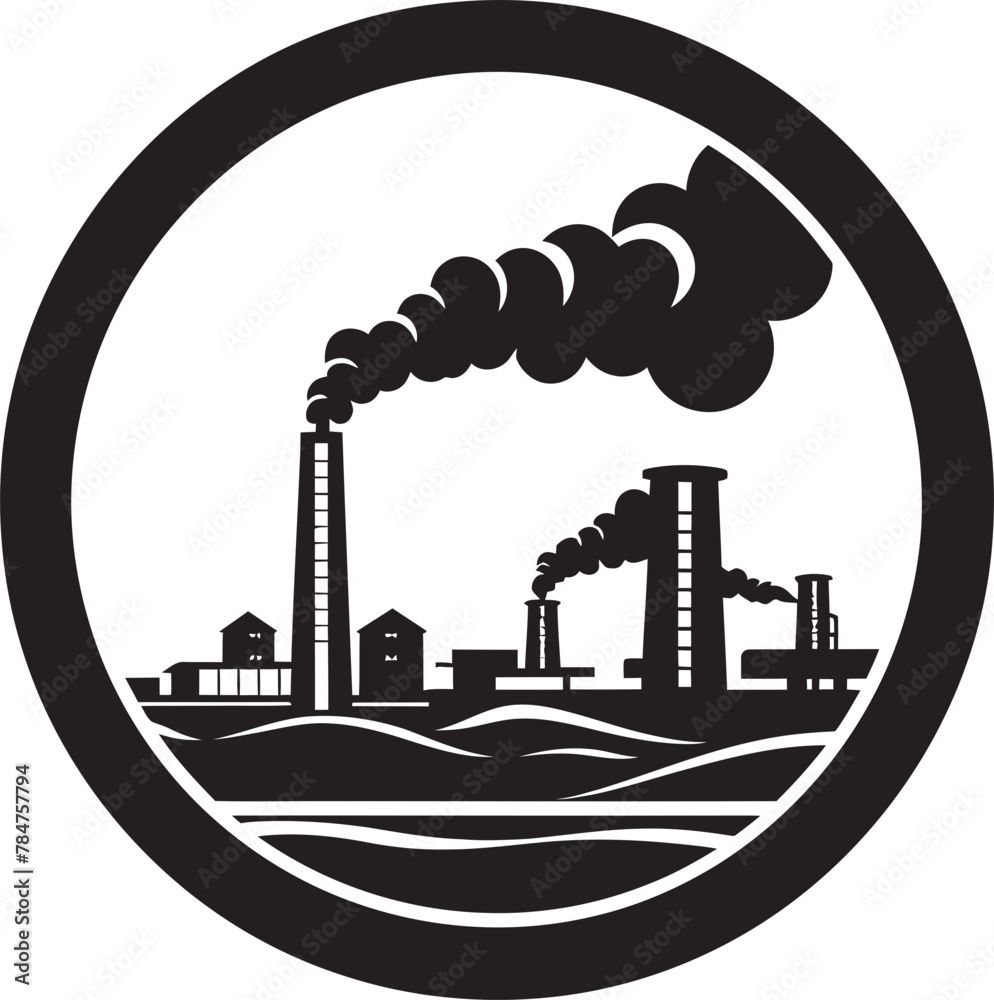 EcoEmit Vector Logo Icon for Smoke Stack Industry EcoChimney Emblem Design for Smoke Stack Industry
