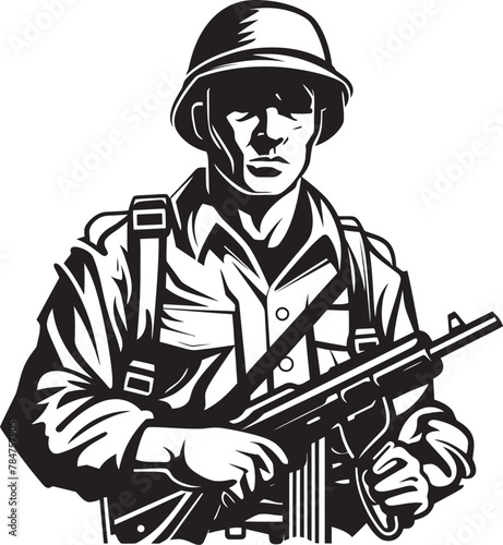 Wallpaper Mural Battle Ready Soldier with Assault Rifle Logo Armed Defender Vector Logo Icon Design Torontodigital.ca