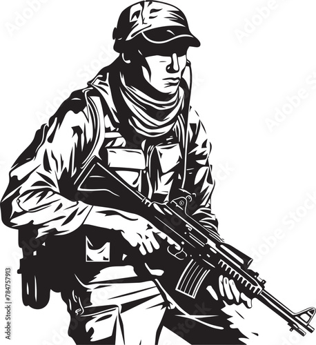 Wallpaper Mural Rifle Protector Soldier Holding Gun Logo Strategic Sentry Soldier and Rifle Symbol Torontodigital.ca
