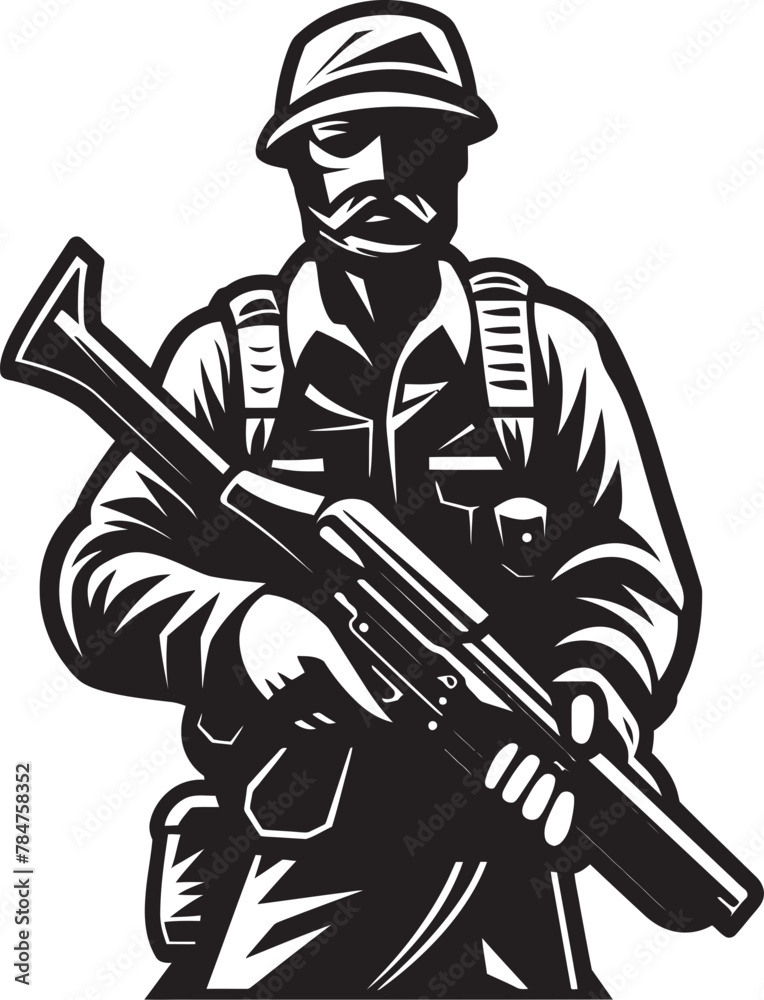 Fototapeta premium Rifle Guardian Assault Rifle Vector Symbol Defenders Arsenal Soldier Emblem Design