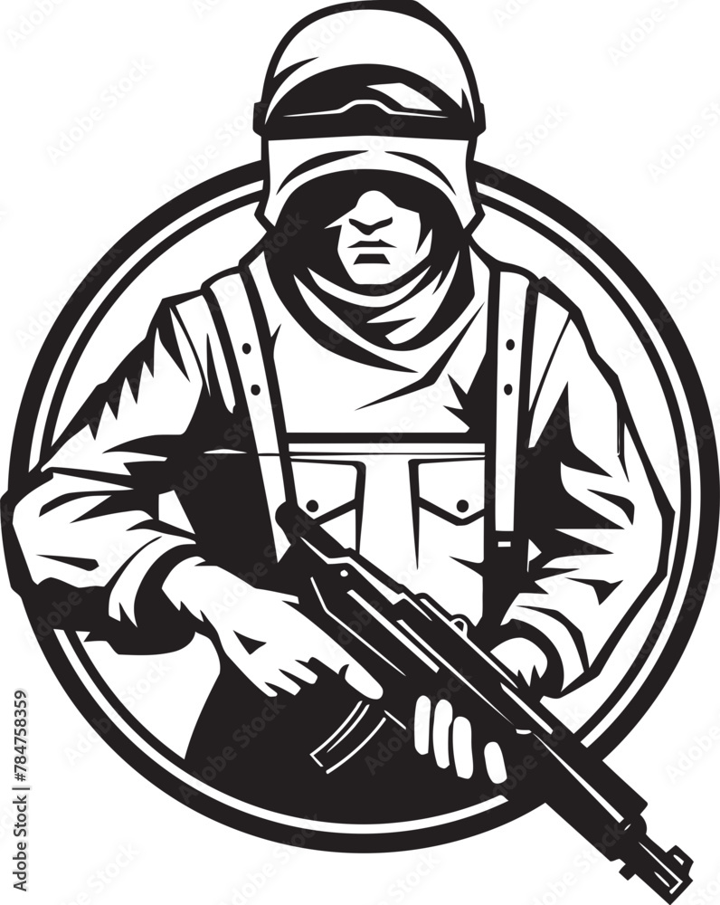 Vecteur Stock Vigilant Vanguard Soldier with Assault Rifle Icon Rifle ...