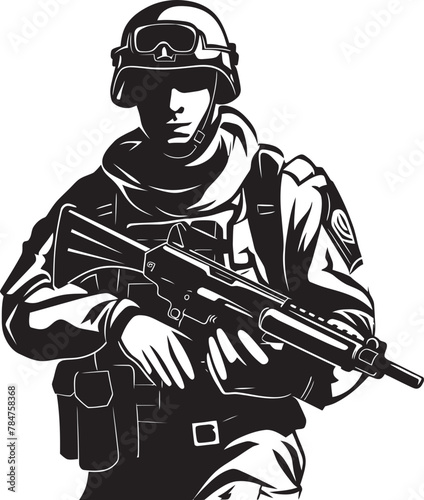 Wallpaper Mural Vigilant Vanguard Soldier with Weapon Logo Guardian Gunman Assault Rifle Emblem Design Torontodigital.ca