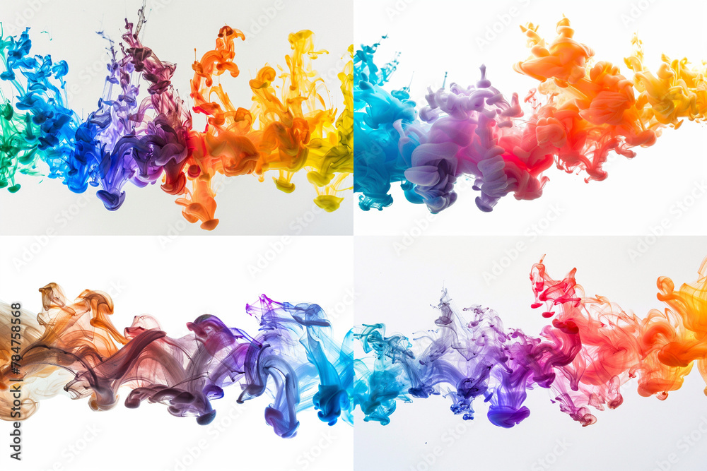 colorful ink splashes set