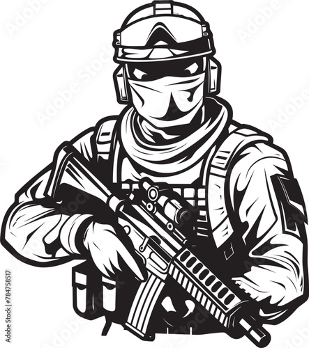 Wallpaper Mural Combat Sentinel Assault Rifle Vector Icon Warrior Vigilance Soldier Emblem Design Torontodigital.ca
