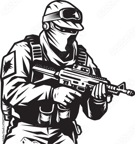 Wallpaper Mural Firearm Protector Military Logo Icon Guardian of Duty Soldier with Rifle Logo Torontodigital.ca