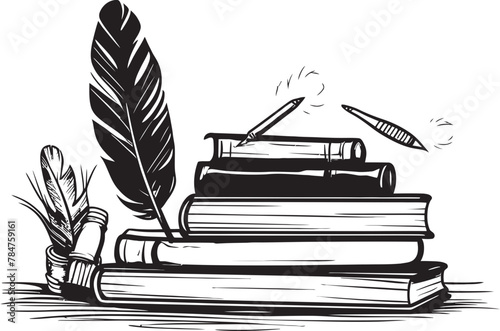 Literary Linchpin Quill and Parchment Emblem Quill Quest Iconic Emblematic Logo