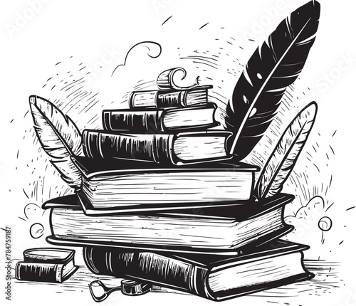 Inkwell Imagery Iconic Logo Design Tome and Tradition Emblematic Quill and Parchment Icon