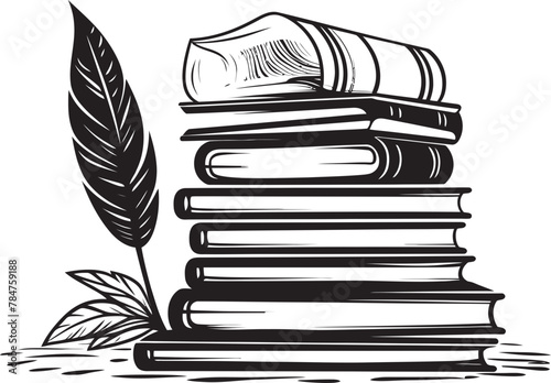 Quill Quest Iconic Emblematic Logo Ink and Imagination Symbolic Quill and Tome Icon