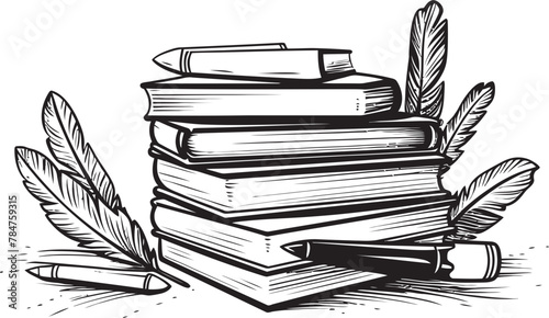 Scholars Spire Classic Book Stack Logo Library Lore Emblematic Logo Design