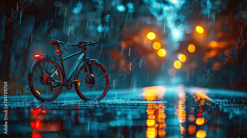 World bicycle day concept International holiday june 3, bicycle with blur rainy lights effect background, banner, card, poster with text space
