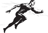 Splash Streak Vector Emblem Design Aqua Athlete Iconic Swimmer Symbol