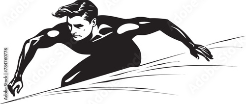 Splash Symbol Swimmer Vector Badge Aquatic Warrior Emblematic Swim Icon
