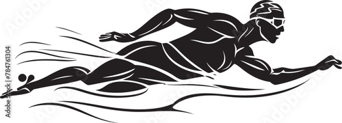 Fluid Fitness Iconic Logo Symbol Aquatic Athlete Emblematic Swim Icon