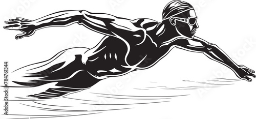 Fluid Fitness Symbol Design for Swim Emblem Aquatic Athlete Vector Swim Logo